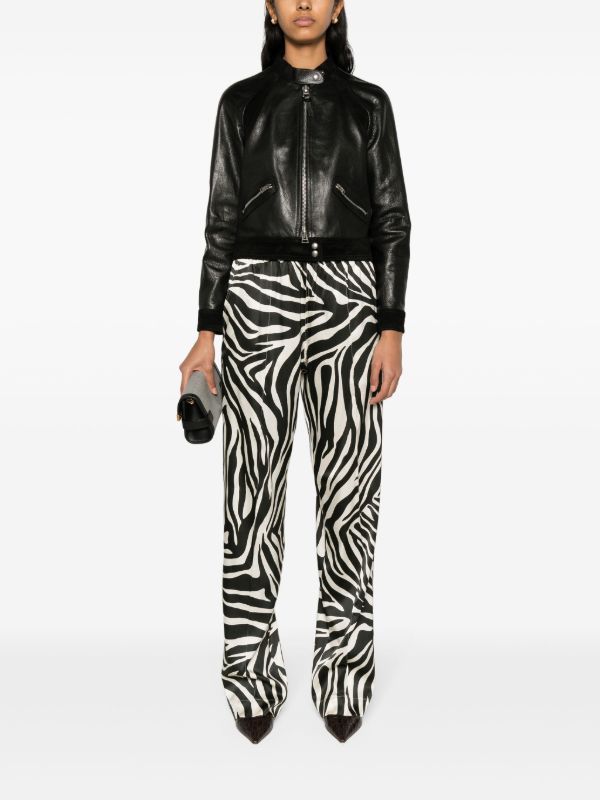 Browns TOM FORD Black Zebra-print Silk Trousers | Browns Straight-Leg Pants
