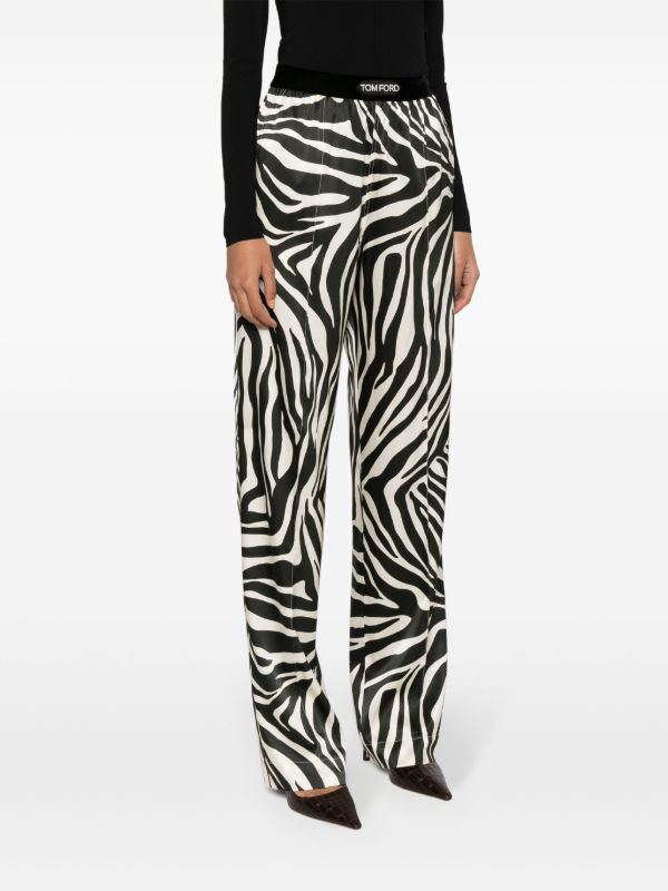 Browns TOM FORD Black Zebra-print Silk Trousers | Browns Straight-Leg Pants