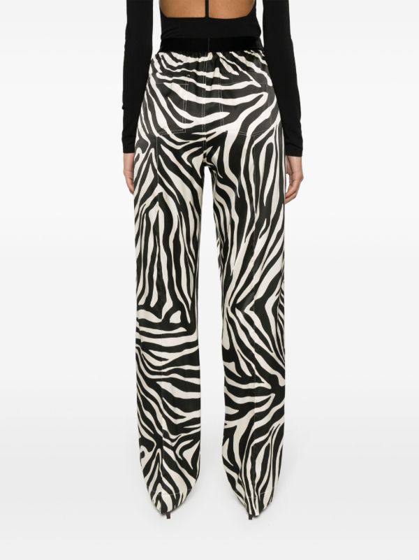 Browns TOM FORD Black Zebra-print Silk Trousers | Browns Straight-Leg Pants