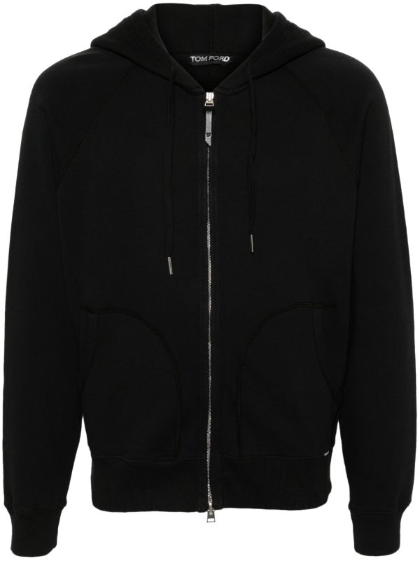 browns TOM FORD black zip-up cotton hoodie | Browns Hoodies