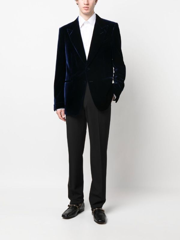 Browns TOM FORD Blue Single-breasted Velvet Blazer | Browns Suit Jackets