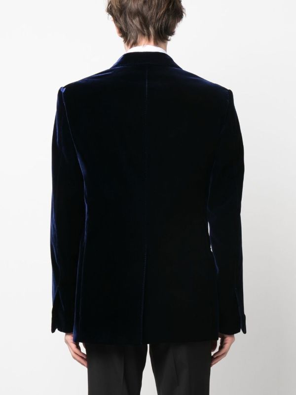 Browns TOM FORD Blue Single-breasted Velvet Blazer | Browns Suit Jackets