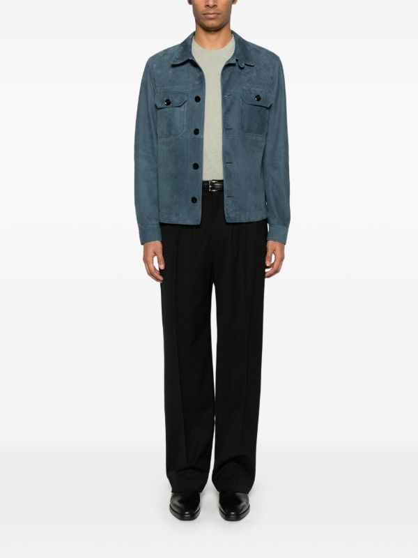 Browns TOM FORD Blue Suede Shirt Jacket | Browns Shirt Jackets