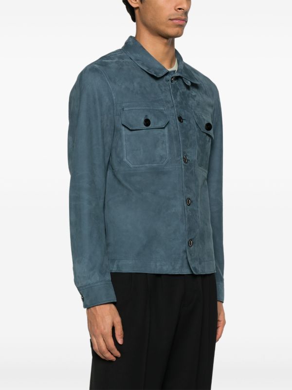 Browns TOM FORD Blue Suede Shirt Jacket | Browns Shirt Jackets