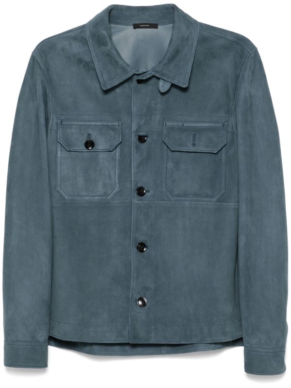 browns TOM FORD Blue Suede Shirt Jacket | Browns Shirt Jackets