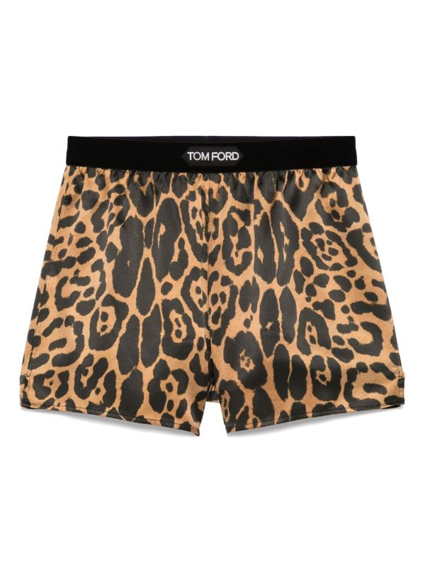 browns TOM FORD Brown Leopard-Print Pajama Shorts | Browns Pyjama Bottoms