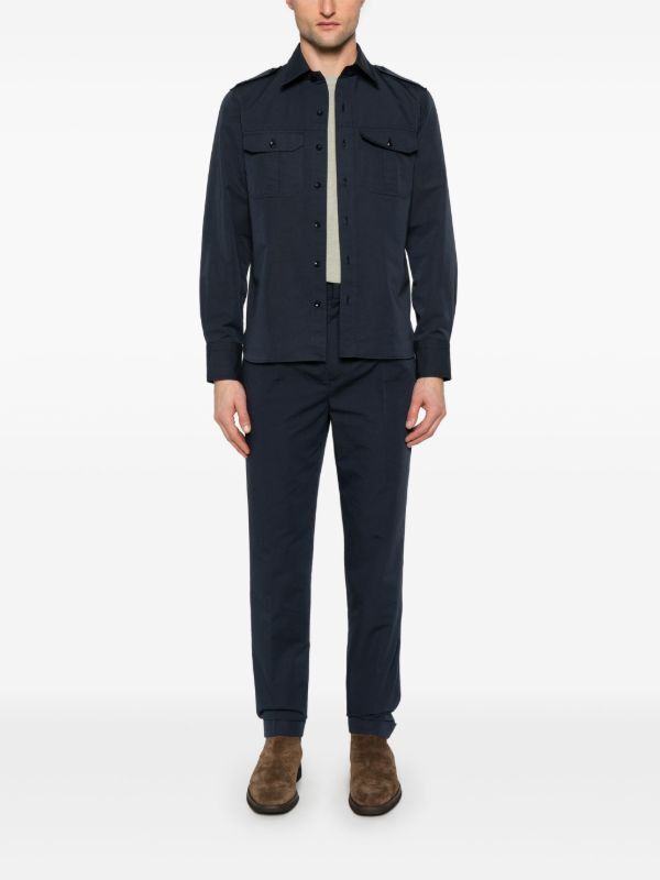 Browns TOM FORD Double-Pleated Poplin Tapered Trousers | Browns Tapered Pants