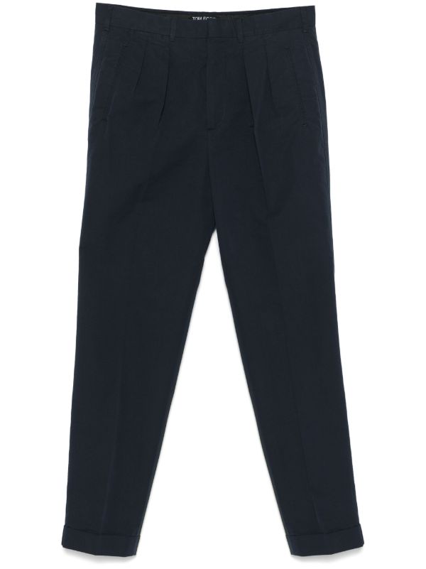 browns TOM FORD Double-Pleated Poplin Tapered Trousers | Browns Tapered Pants