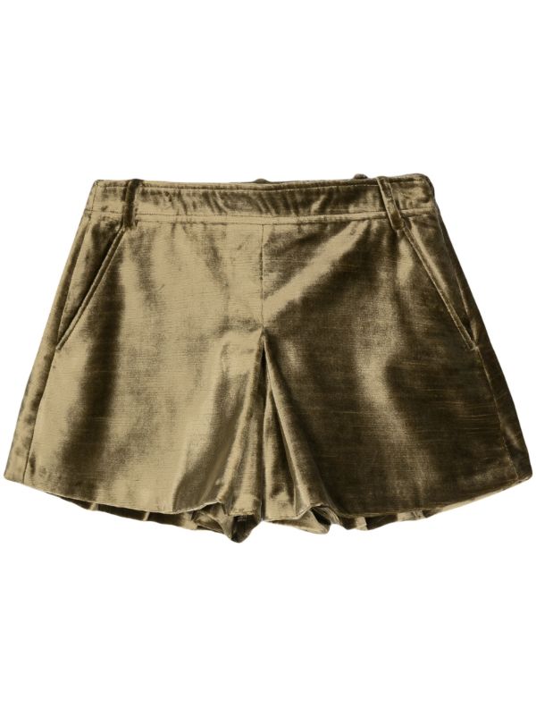 browns TOM FORD Green Velvet Mid-Waist Shorts | Browns Short & Mini Shorts