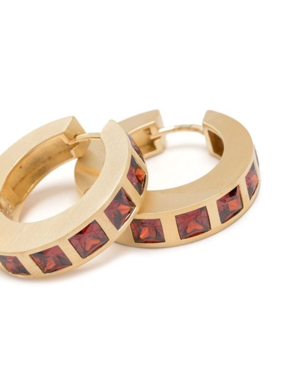 Browns Tom Wood Gold-Plated Arch Square Garnet Hoop Earrings | Browns Earrings