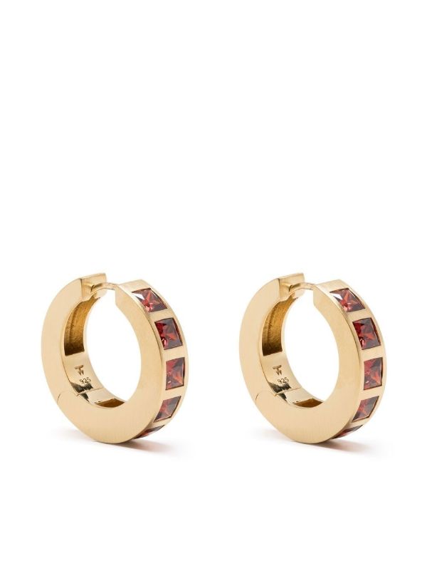 browns Tom Wood Gold-Plated Arch Square Garnet Hoop Earrings | Browns Earrings