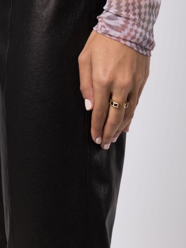 Browns Tom Wood Gold-Tone Gate Square Garnet Ring | Browns Rings