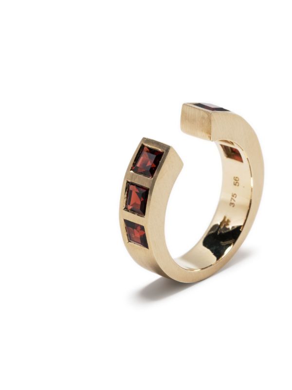 Browns Tom Wood Gold-Tone Gate Square Garnet Ring | Browns Rings