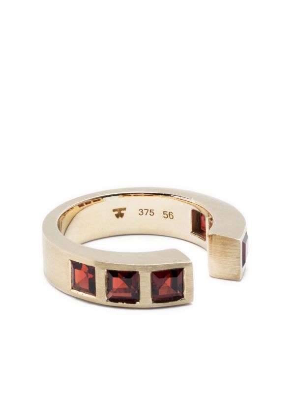 browns Tom Wood Gold-Tone Gate Square Garnet Ring | Browns Rings