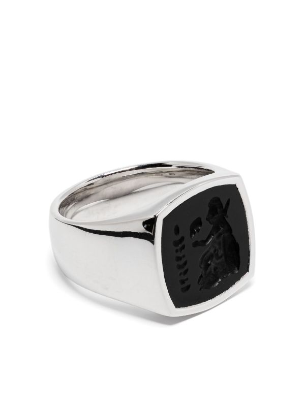 browns Tom Wood sterling silver Athena onyx ring | Browns Rings