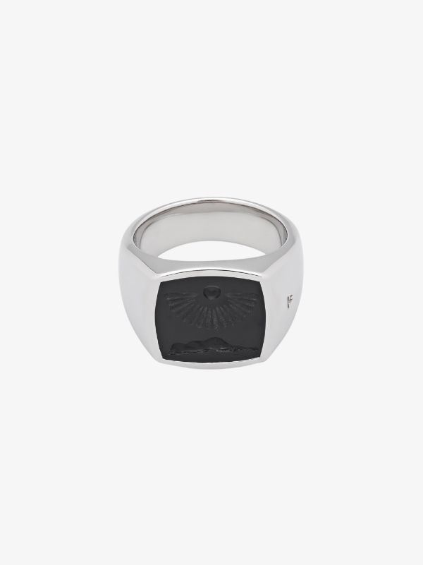 browns Tom Wood sterling silver Clytia onyx ring | Browns Rings