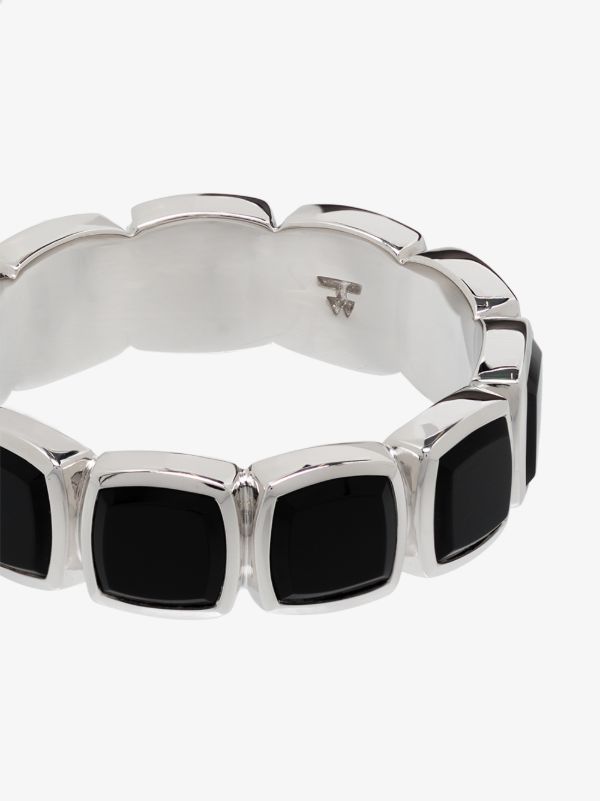 Browns Tom Wood Sterling Silver Cushion Band Polished Onyx Ring | Browns Rings