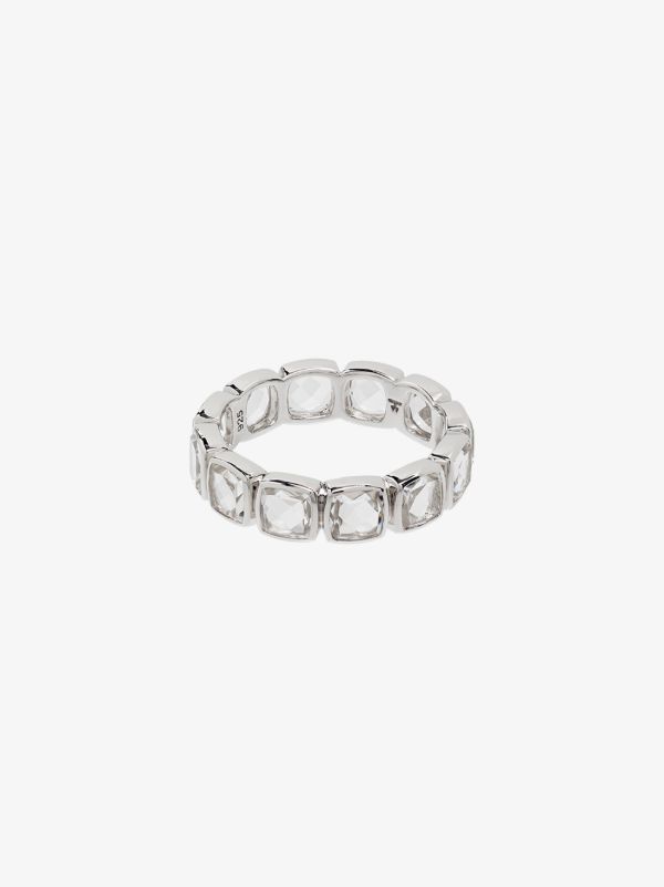 Browns Tom Wood Sterling Silver Cushion Band Rock Crystal Ring | Browns Rings