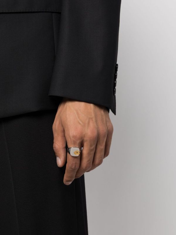 Browns Tom Wood Sterling Silver Mined Black Diamond Signet Ring | Browns Rings