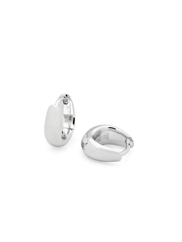 Browns Tom Wood White Rhodium Plated Pebble Hoop Earrings | Browns Fine Earrings