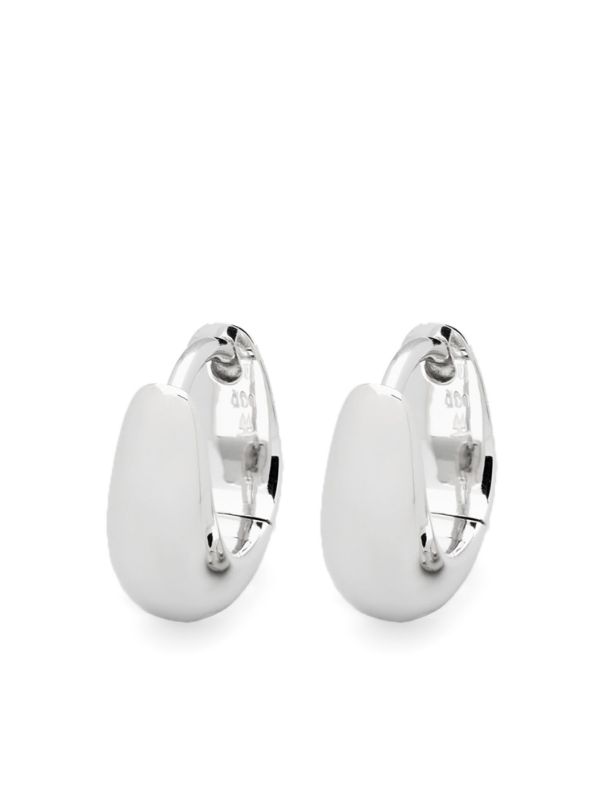 browns Tom Wood White Rhodium Plated Pebble Hoop Earrings | Browns Fine Earrings