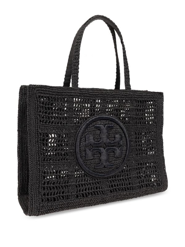 Browns Tory Burch Black Ella Large Paper Tote Bag | Browns Tote Bags