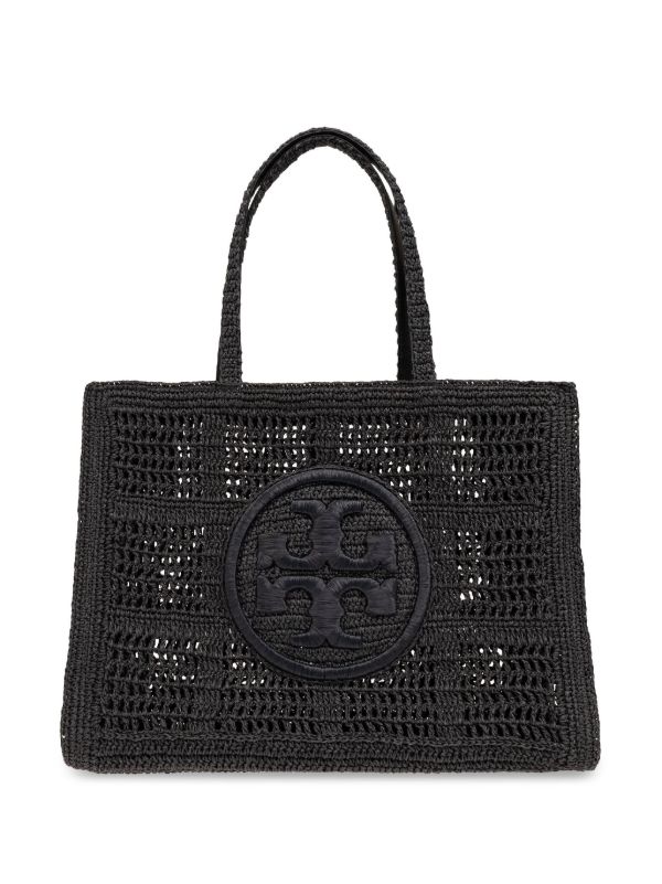 browns Tory Burch Black Ella Large Paper Tote Bag | Browns Tote Bags