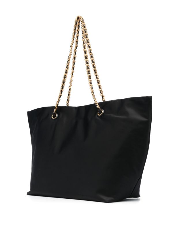 Browns Tory Burch Black Ella Logo-Patch Tote Bag | Browns Tote Bags