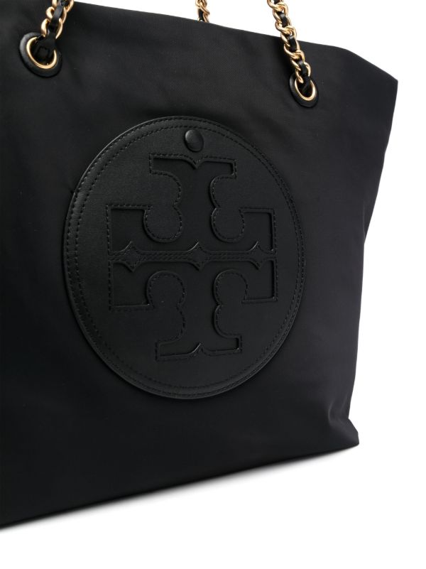 Browns Tory Burch Black Ella Logo-Patch Tote Bag | Browns Tote Bags