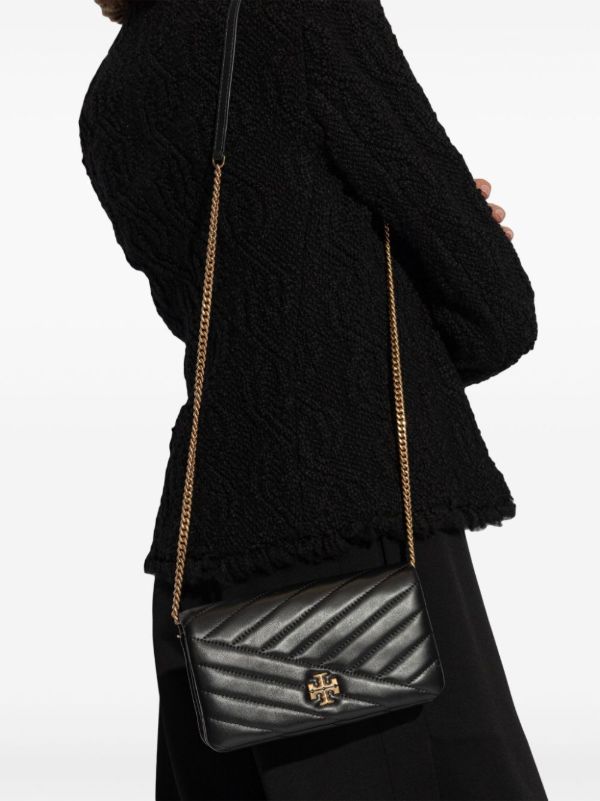 Browns Tory Burch Black Kira Chevron Leather Cross Body Bag | Browns Messenger & Crossbody Bags