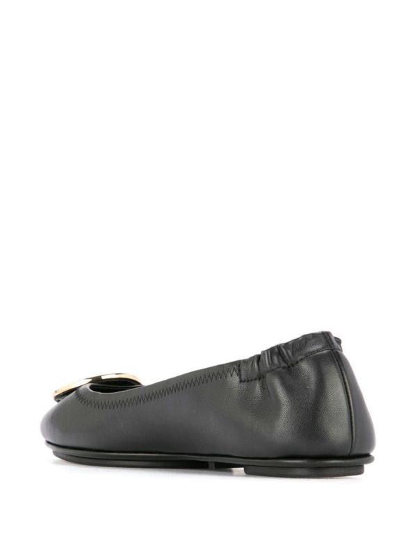 Browns Tory Burch Black Minnie Logo Plaque Ballerina Shoes | Browns Ballerina Shoes
