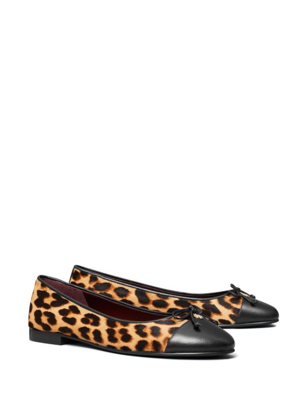 Browns Tory Burch Brown Cap-Toe Ballet Pumps | Browns Ballerina Shoes