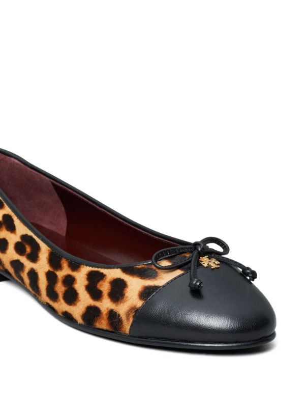Browns Tory Burch Brown Cap-Toe Ballet Pumps | Browns Ballerina Shoes