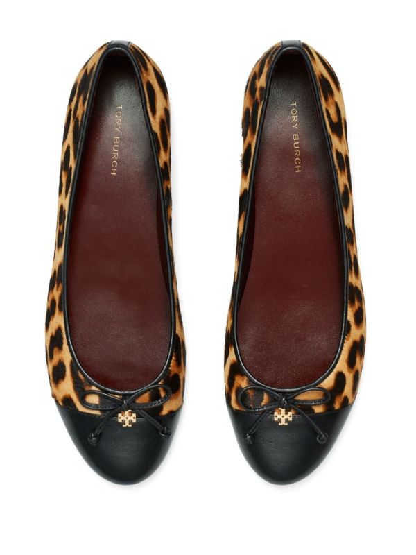 Browns Tory Burch Brown Cap-Toe Ballet Pumps | Browns Ballerina Shoes