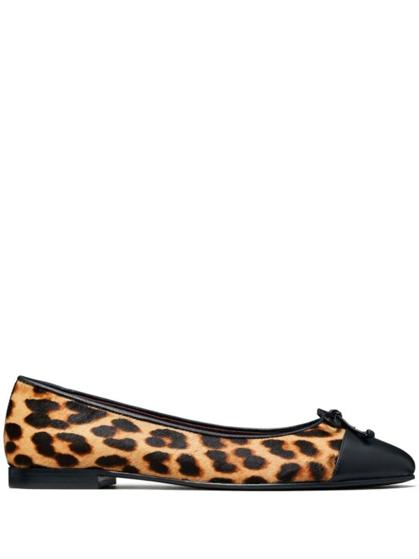browns Tory Burch Brown Cap-Toe Ballet Pumps | Browns Ballerina Shoes