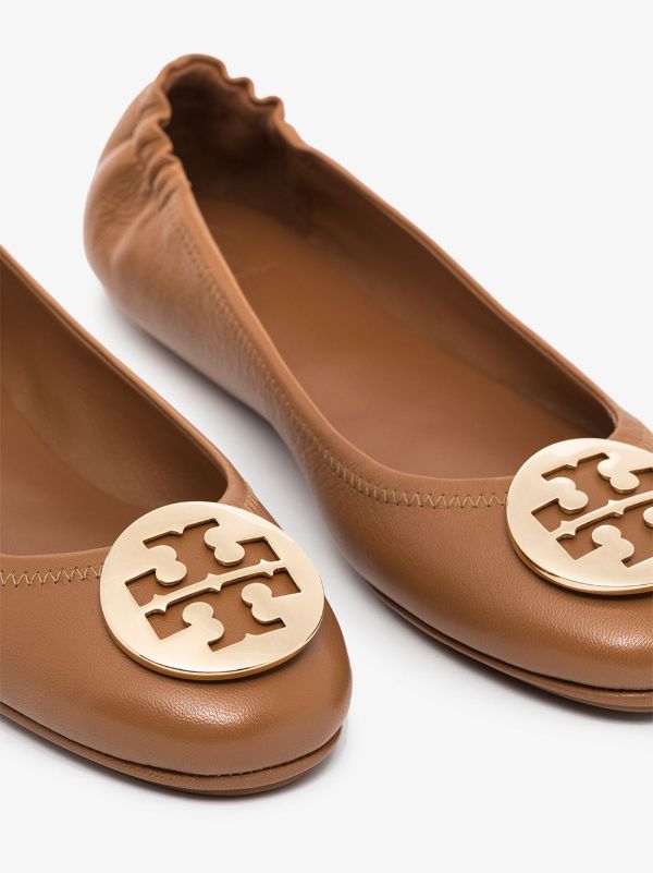 Browns Tory Burch Brown Minnie Travel Ballet Pumps | Browns Ballerina Shoes