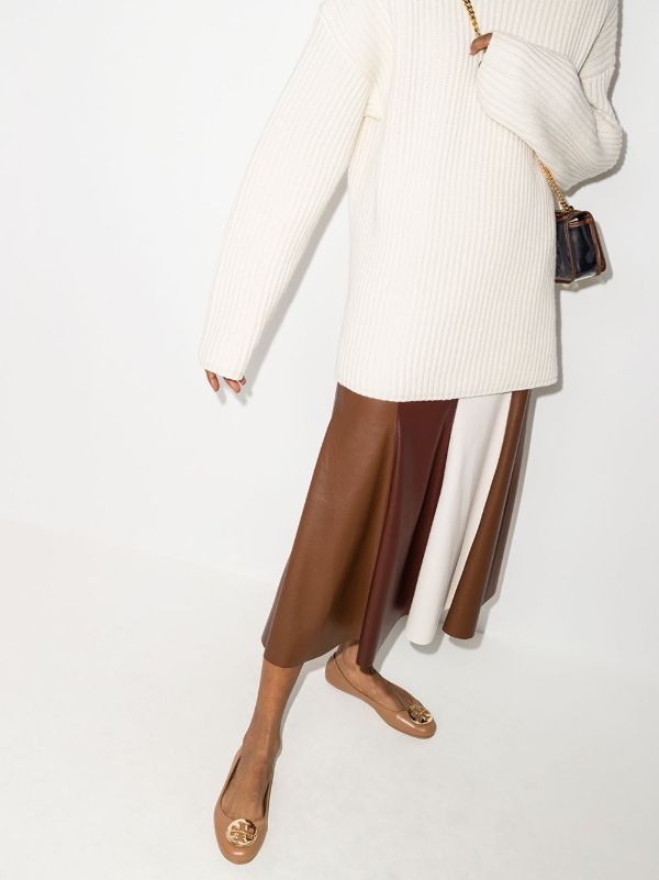 Browns Tory Burch Brown Minnie Travel Ballet Pumps | Browns Ballerina Shoes