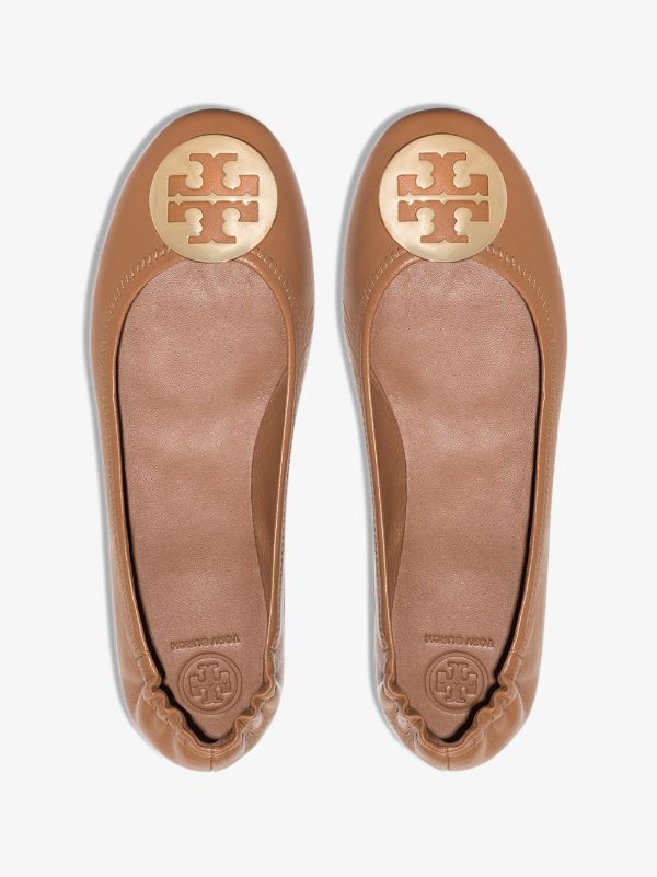 Browns Tory Burch Brown Minnie Travel Ballet Pumps | Browns Ballerina Shoes