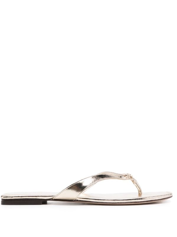browns Tory Burch Flat Leather Flip-Flops | Browns Flip Flops & Slides
