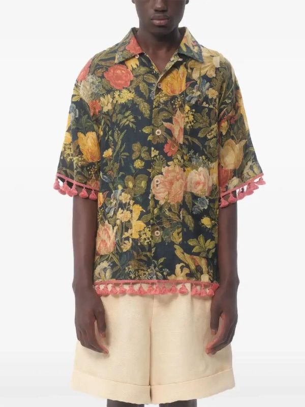 Browns Valentino Garavani Apres L'Hiver Linen Bowling Shirt | Browns Shirts