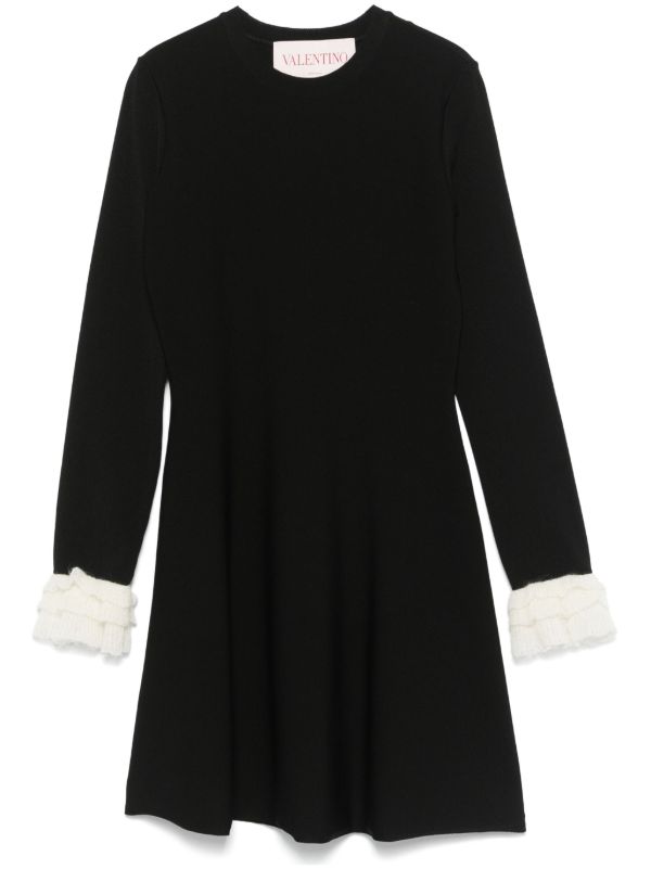 browns Valentino Garavani Black Flounce-Sleeved Dress | Browns Day Dresses