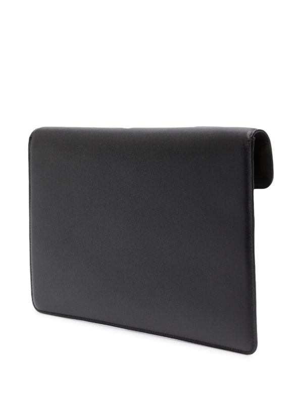 Browns Valentino Garavani Black Locò Leather Clutch Bag | Browns Clutch Bags