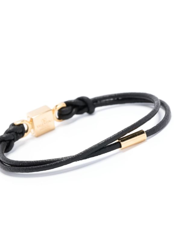 Browns Valentino Garavani Black One Stud Leather Bracelet | Browns Bracelets