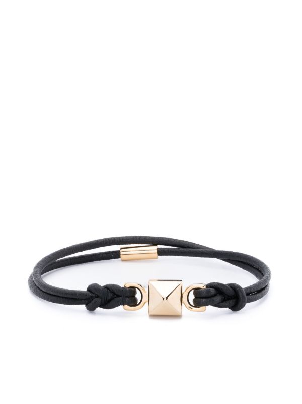 browns Valentino Garavani Black One Stud Leather Bracelet | Browns Bracelets