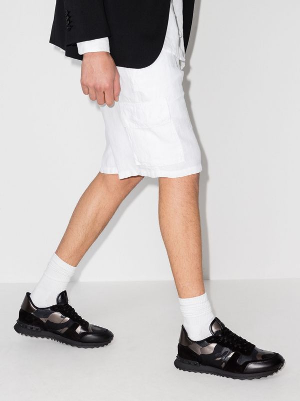 Browns Valentino Garavani Black Rockrunner Camouflage Metallic Sneakers | Browns Low-Tops