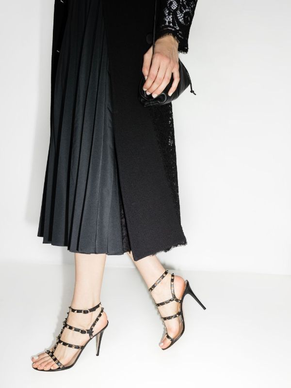 Browns Valentino Garavani Black Rockstud 110 Leather Sandals | Browns Sandals