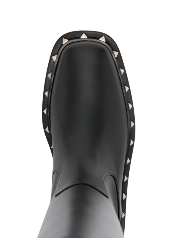 Browns Valentino Garavani Black Rockstud 30 Knee-high Leather Boots | Browns Boots