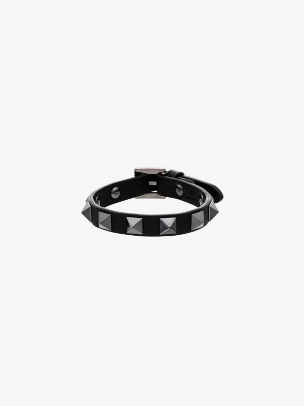 browns Valentino Garavani black Rockstud leather bracelet | Browns Bracelets