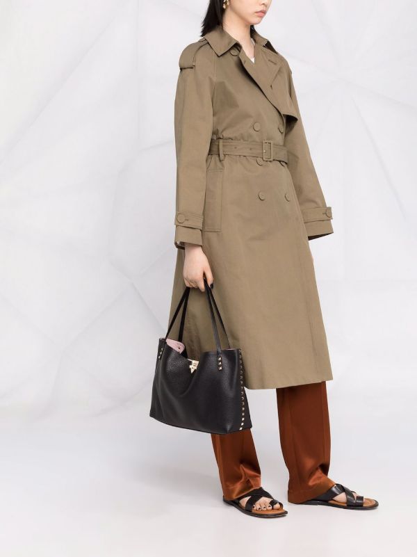 Browns Valentino Garavani Black Rockstud Medium Leather Tote Bag | Browns Tote Bags