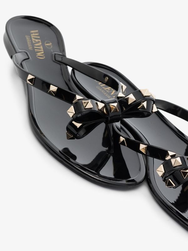 Browns Valentino Garavani Black Rockstud Rubber Sandals | Browns Sandals